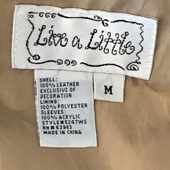 Live a Little Womens leather jacket SZ M with sweater sleeves Zip close Pockets - Picture 6 of 6